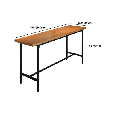 Hellbrauner Bartisch mit massiver Holzplatte, industrieller Kneipentisch mit Metallrahmen