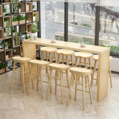 1/3/9-teiliges modernes rechteckiges Kneipentisch-Set aus Holz mit Thekentisch und r&uuml;ckenfreien Hockern