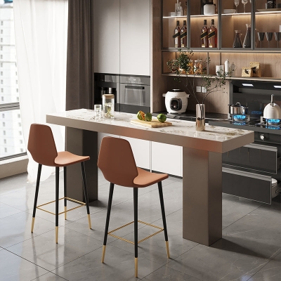 Industrielles 1/2/3-teiliges Bartisch-Set, rechteckiger Stein-Thekentisch mit hohen Hockern