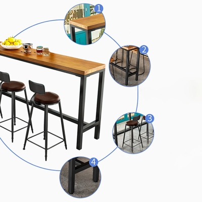 Hellbrauner Bartisch mit Tischplatte aus Kiefernholz, industrieller Kneipentisch mit Metallrahmen