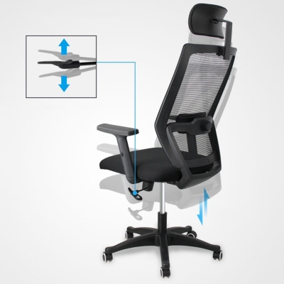 Sedia da ufficio contemporanea AirGrid traspirante Sedia in microfibra nera con schienale alto