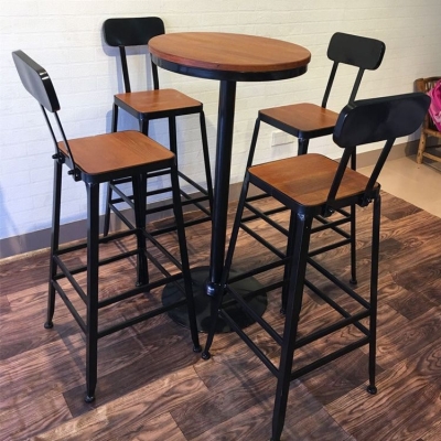 1/2/3/5-teiliges Bartisch-Set, modernes, braunes, rundes Pub-Tisch-Set aus Massivholz