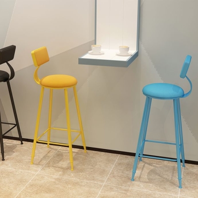 Moderner runder Thekenhocker Coffee Shop, Leder- und Metall-Thekenhocker