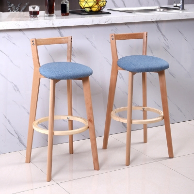 Nordischer Thekenhocker ohne Armlehnen, Holz-Kassierer-Barhocker mit Kissen und Pedal