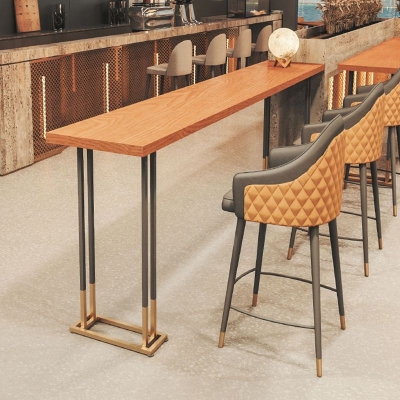 Bartisch im Glam-Stil, rechteckiger Bar-Esstisch aus massivem Holz f&uuml;r den Innenbereich