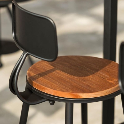 Industrielle Esszimmerhocker, armlose Barhocker mit schwarzem Metallgestell