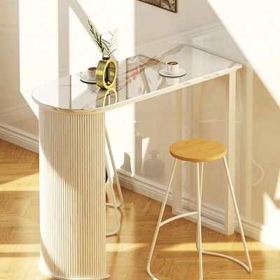 Zeitgen&ouml;ssisches Bartisch-Set, 1/2/3-teilig, wei&szlig;er Stein-Bartisch mit Hockern