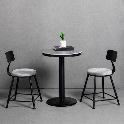 1/3-teiliges Bartisch-Set aus Industrieeisen, rundes Bistro-Set mit grauer Steinplatte