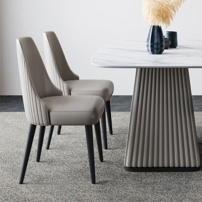 Nordic Metal Side Chair Parsons Armloser Stuhl mit schwarzen Beinen