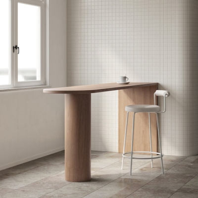Massivholz-Bar-Weintisch, moderner Wohnzimmer-Barhocker-Tisch mit Doppelsockel