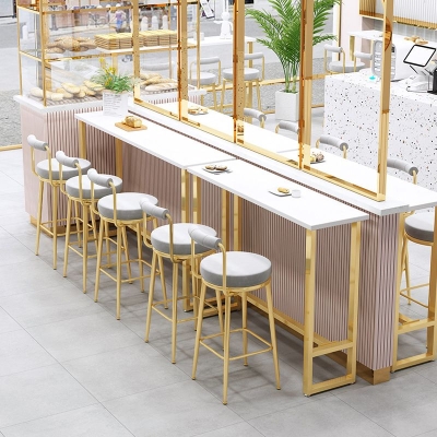 Industrielles Bartisch-Set, 1/3/4/5/7-teilig, Thekenset mit goldenem Sockel
