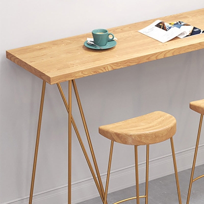 Rechteckiger Bartisch aus massivem Holz mit Metallsockel f&uuml;r K&uuml;che, Wohnzimmer, Kaffeezimmer