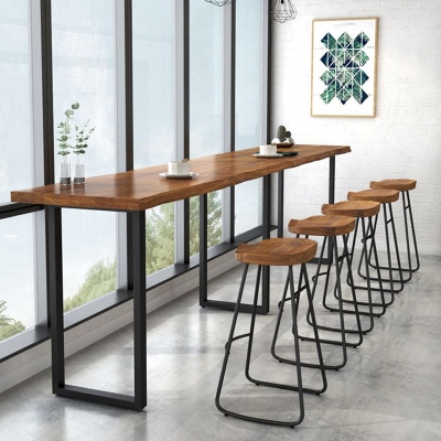 Modernes rechteckiges Kneipentisch-Set, 1/2/5/6-teilig, Tresentisch aus Holz mit hohen Hockern