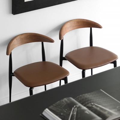 Sedie da pranzo in pelle con design minimalista, sedie laterali con schienale aperto