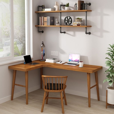 Bureau de bureau contemporain en forme de L, 30 po de hauteur, bureau d'&eacute;criture en bois massif