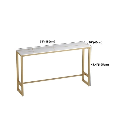 1/3-teiliges Bistro-Set aus Glam-Eisen, rechteckiges Stehtisch-Set mit wei&szlig;er Steinplatte und Fu&szlig;st&uuml;tze