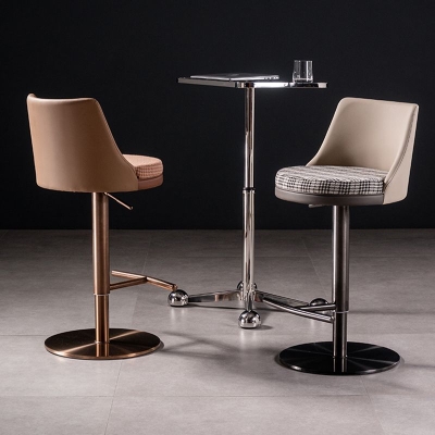 Barhocker im zeitgen&ouml;ssischen Stil, runder gepolsterter Barhocker mit Metallgestell