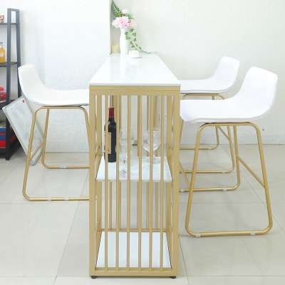 Set tavolo da bar Glam Tavolo da bancone rettangolare in pietra da 1/4 pezzi con sgabelli alti per balcone
