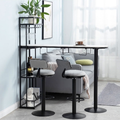 Set tavolo da bar moderno in pietra Tavolo da bar con base in metallo da 1/3 pezzi con sgabelli regolabili