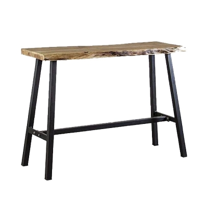 Brauner Holz-Bar-H&ouml;hentisch, Spezial-Fu&szlig;st&uuml;tze, Bar-Weintisch mit Bock