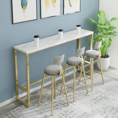 Glamour-Barthekentisch aus Kunstmarmor, rechteckiger Barthekentisch mit Metallbeinen f&uuml;r die K&uuml;che