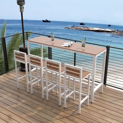 Moderner Bartisch mit brauner Platte, Esstisch f&uuml;r K&uuml;che, Wohnzimmer, Kaffeezimmer