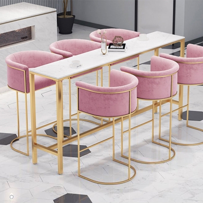 Glam rechteckiger Barthekentisch Barthekentisch aus Kunstmarmor mit Metallbeinen