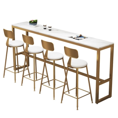 Bar-H&ouml;hentisch aus Kunstmarmor, moderner Bistrotisch mit Bockgestell