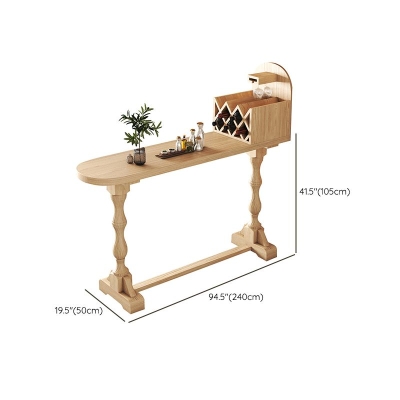 Bartisch mit Bockgestell, moderner Bar-Esstisch aus massivem Holz mit Weinregal