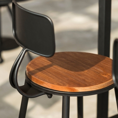 Industrielles Bartisch-Set aus Holz, 1/2/4/5-teilig, rechteckiger Bartisch und r&uuml;ckenfreie Barhocker