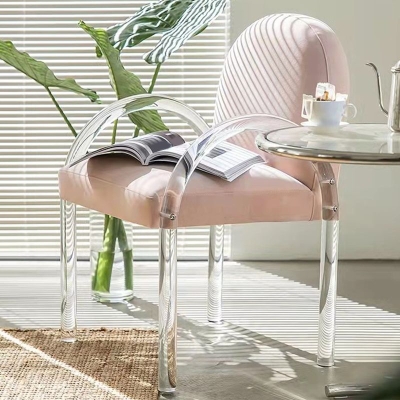 Glamour&ouml;ser Esszimmersessel aus Acryl, gepolsterter Samt-Esszimmersessel