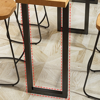 Rechteckiger Bartisch mit Kiefernholzplatte, moderner Bartisch mit schwarzem Doppelsockel