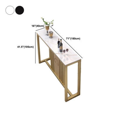 Polierter Bartisch mit Steinplatte, Glamour-Pub-Tisch mit Metallrahmen