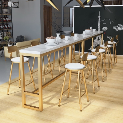 Glam Bartisch-Set, 1/4-teilig, rechteckiger Holz-Thekentisch mit hohen Hockern