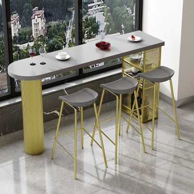 Set tavolo da bar moderno per interni in legno massello 1/2/4/5 pezzi Set da bistrot con doppio piedistallo