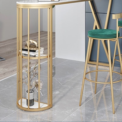 Moderner Bartisch aus gesintertem Stein, Bartisch mit Gold- und Metallbasis