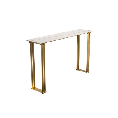 Industrieller Bistro-Bartisch mit Steinplatte und goldenem Sockel