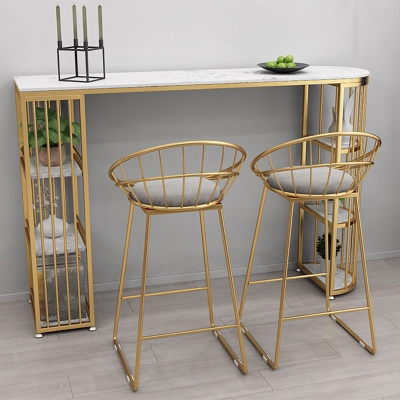 Gepolsterter Barhocker im Glam-Stil, runder Barhocker mit goldenem Rahmen