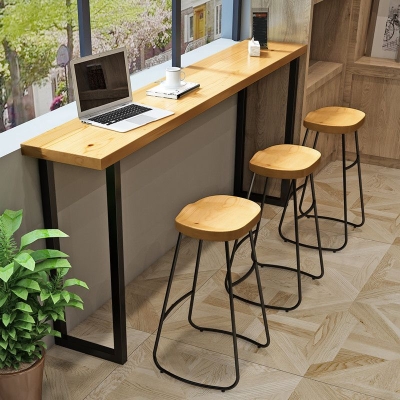 Nat&uuml;rlicher Massivholz-Bartisch mit Kufengestell, Esstisch f&uuml;r K&uuml;che, Wohnzimmer, Kaffeezimmer