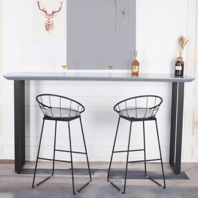 Set da bar in legno grigio per interni Set tavolo e sgabelli industriali rettangolari da 1/2/3 pezzi