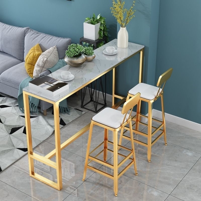 Glam Pub Table Rechteckiger Bartisch mit Steinplatte f&uuml;r den Innen- und Pausenraum