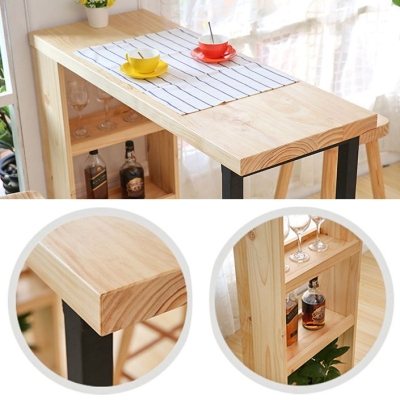 Glam 1/2/3-teiliges Bartisch-Set, rechteckiger Bartisch mit hohen Holzhockern