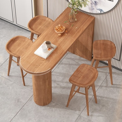 1/3/4/5-teiliges Massivholz-Tisch- und Hocker-Set, modernes Bar-Set mit mattem Finish