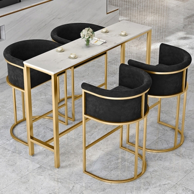 Glam Armlehne R&uuml;ckenlehne Counter StooI Eisen Barhocker mit Kissen und Pedal f&uuml;r Caf&eacute;