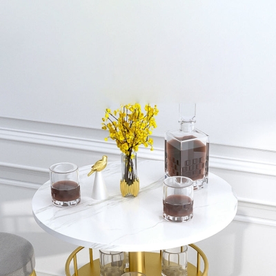 Marmor-Bartisch-Set, 1/2/3-teilig, Glamour-Matt-Finish, Barhocker und Tisch-Set