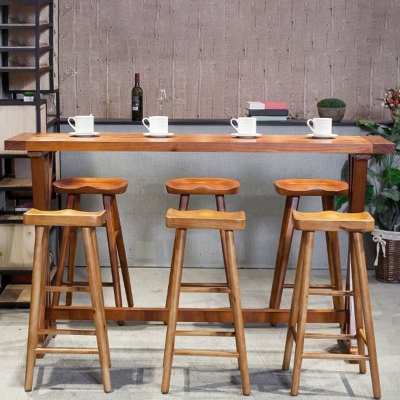 Brauner Bartisch mit Massivholzplatte f&uuml;r kleine Pl&auml;tze, moderner Pub-Tisch mit Bock