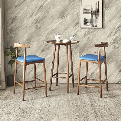 1/3-teiliges modernes rundes Bartisch-Set aus Eschenholz, Bistro-Set mit Fu&szlig;st&uuml;tze