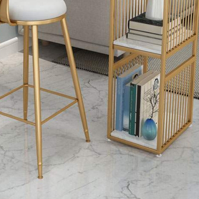Rechteckiger Bartisch mit Sockel aus Kunstmarmor, Bartisch in Barh&ouml;he mit Regalen