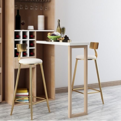 Glam Barhocker ohne Armlehnen, Barhocker aus Stahl mit Kissen und Pedal
