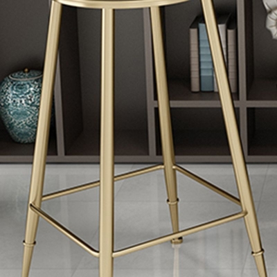 Glam Footrest Indoor-Thekenhocker, runder Esszimmerhocker aus Leder mit goldenem Sockel